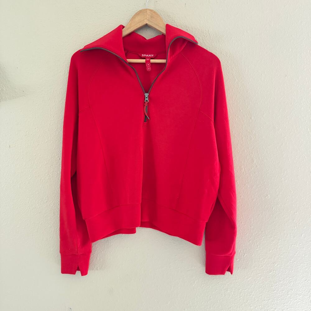 Spanx AirEssentials Half Zip Sweater in Red - Picture 2 of 8